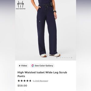 FIGS Isabel Navy Wide Leg Scrub Pants